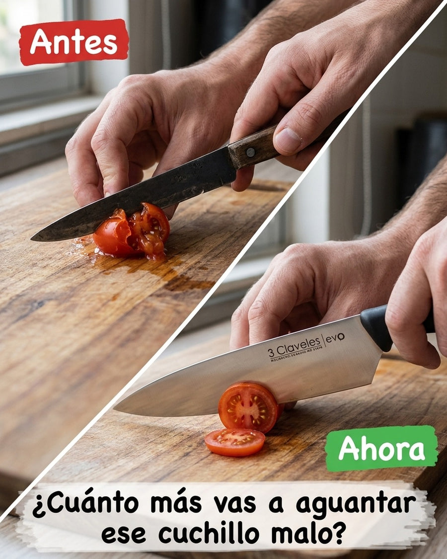 Cuchillo Tres Claveles Cocinero Evo 20 Cms 1357 Color Negro + Grabado Personalizado