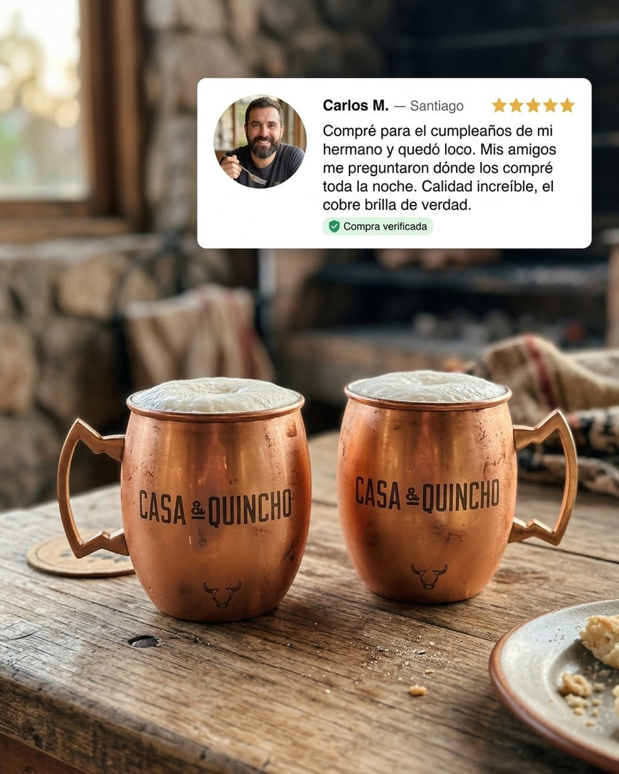 Set De 2 Mugs De Cobre Wayu Shine Tragos Moscow Mule Mojito + Grabado Personalizado