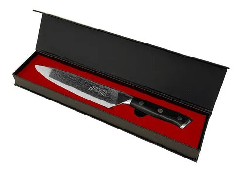 Cuchillo Acero Damasco Martillado 8 Pulgadas + Grabado Láser
