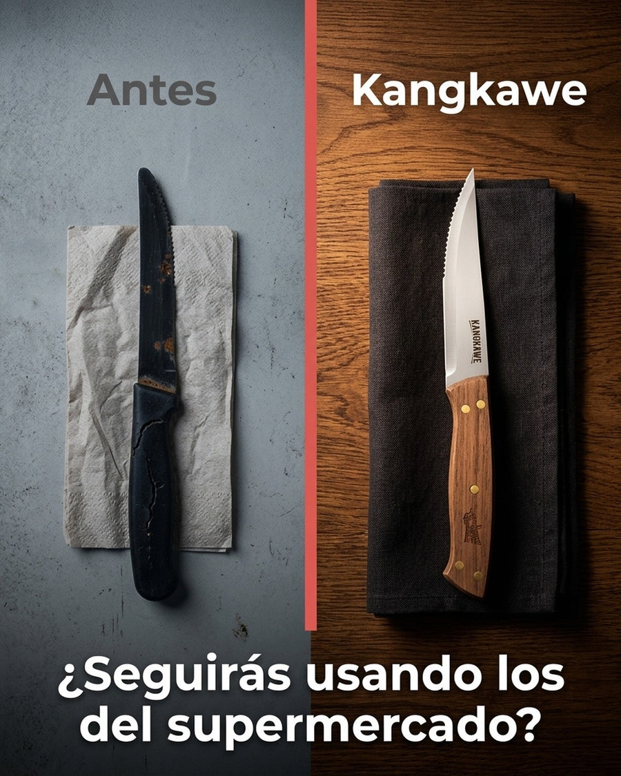 Set 8 Piezas Cuchillos + Tenedor Kangkawe Premium Cocina + Grabado Personalizado