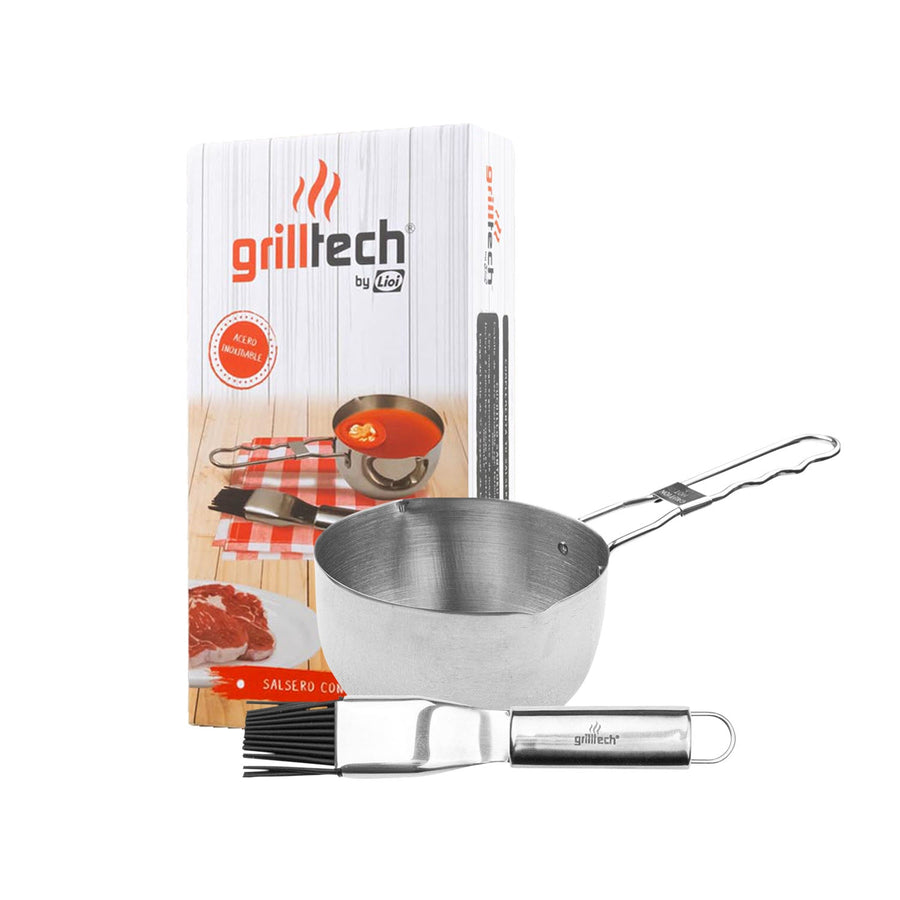 Salsero Acero Inoxidable Grilltech con Brocha de Silicona