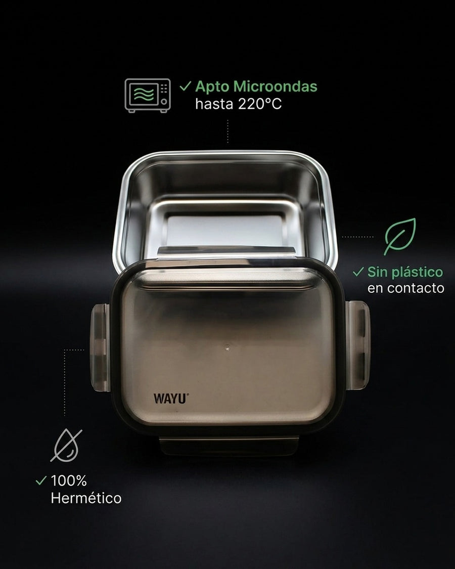 Contenedor Hermético Wayu Acero Microsafe 2.3 Lt Premium