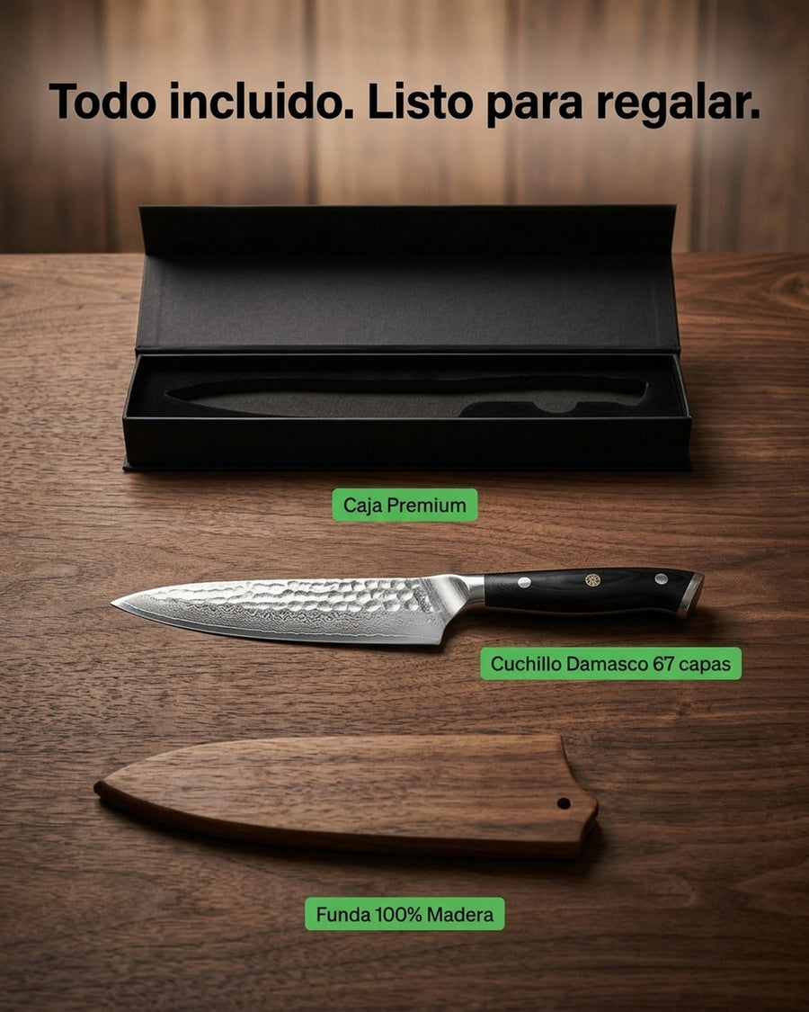 Cuchillo Acero Damasco Multiuso + Grabado Láser