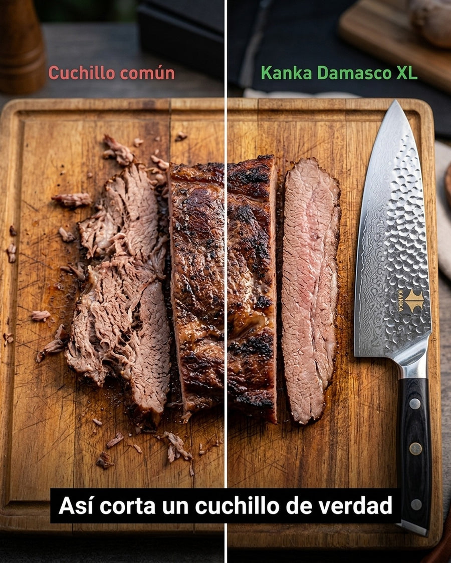 Cuchillo Acero Damasco Martillado XL 10 Pulgadas + Grabado Láser