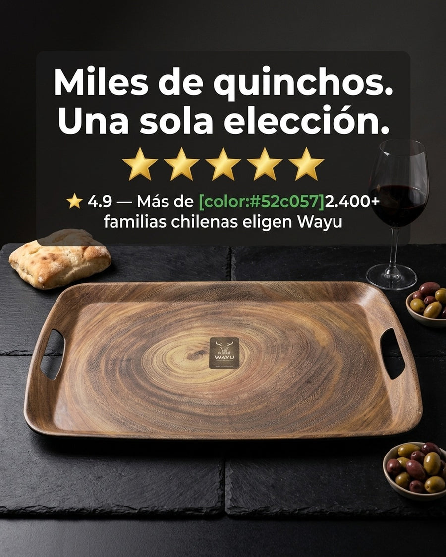 Bandeja Bamboo Wayu 46x31cm Asado Parrilla Cocina Quincho