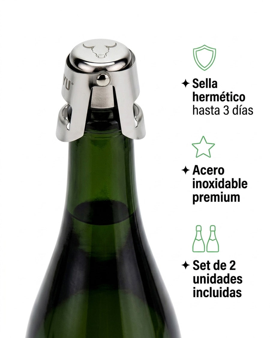 Set Sellador Tapon Espumante Champaña Wayu Tragos Premium