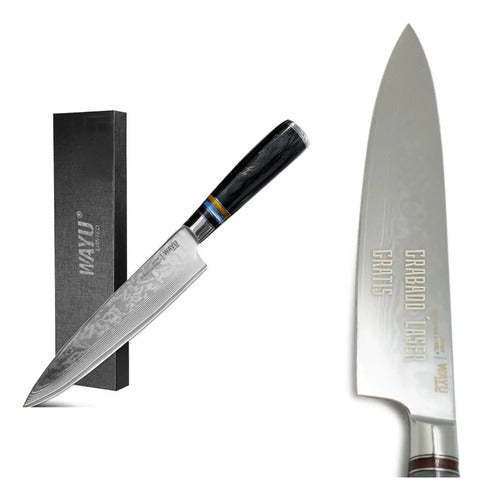Cuchillo Acero Damasco Black Wayu + Grabado Láser Gratis Chile