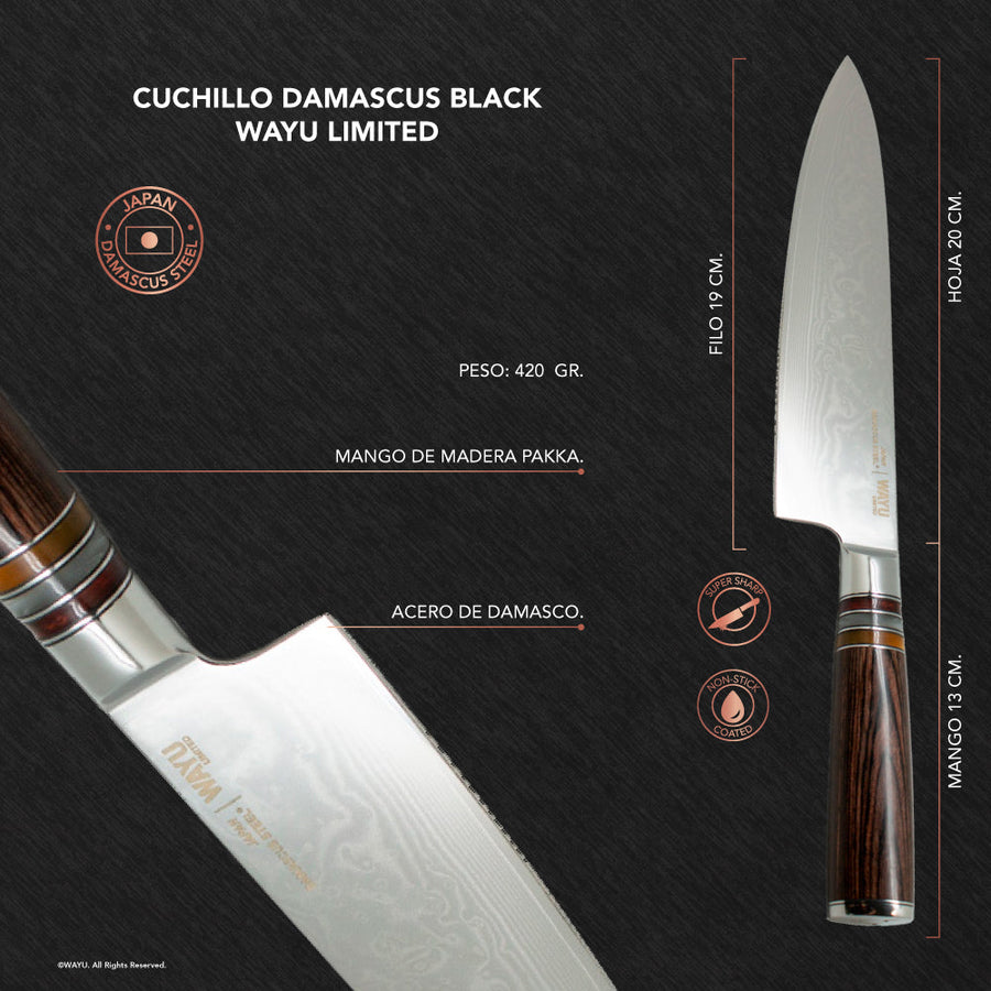 Cuchillo Acero Damasco Brown Wayu + Grabado Personalizado