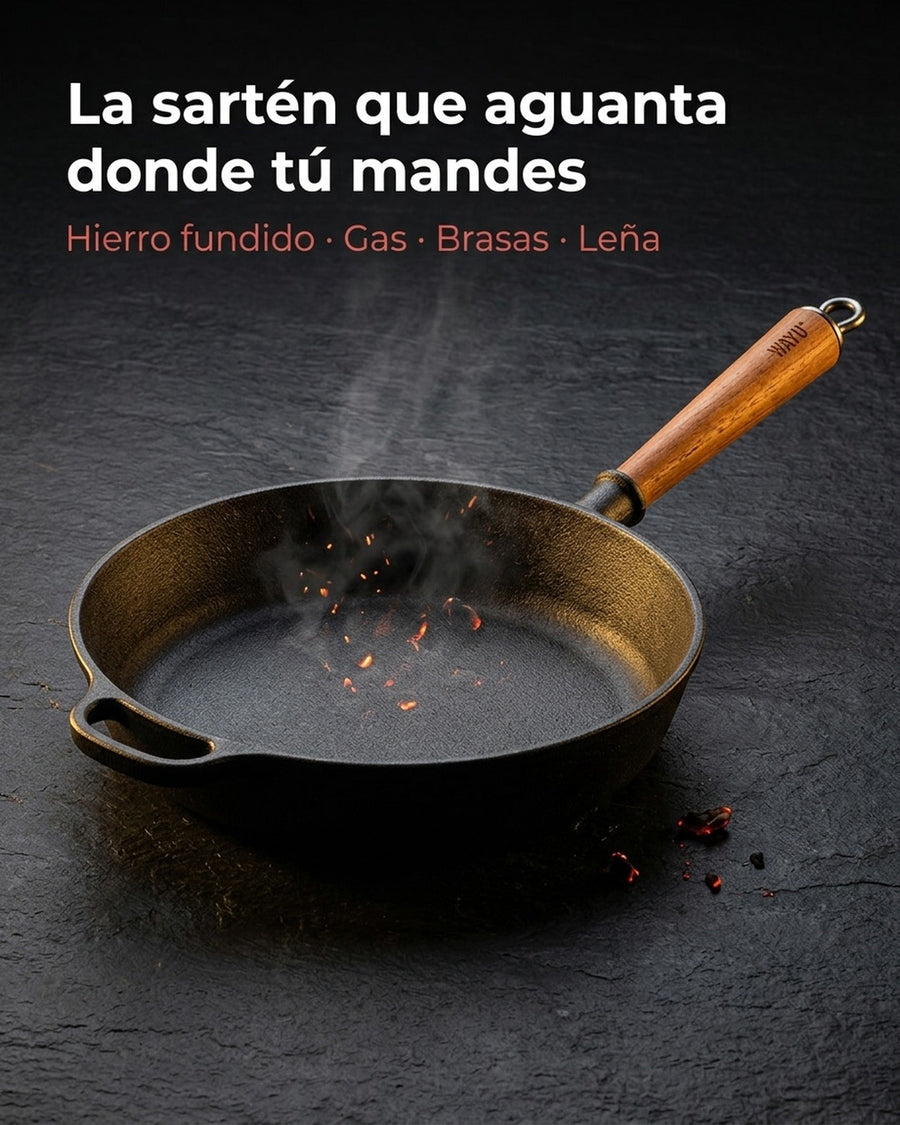 Sartén Hierro Fundido 28cm Wayu Parrilla Asado Bbq Cocina