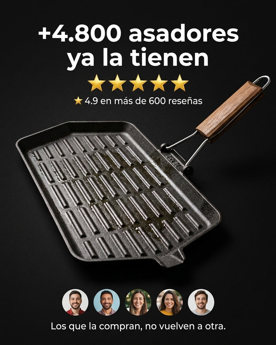 Sarten Fierro Fundido 21x35cm Wayu Abatible Hierro Fundido