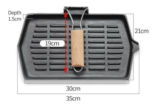 Sarten Fierro Fundido 21x35cm Wayu Abatible Hierro Fundido