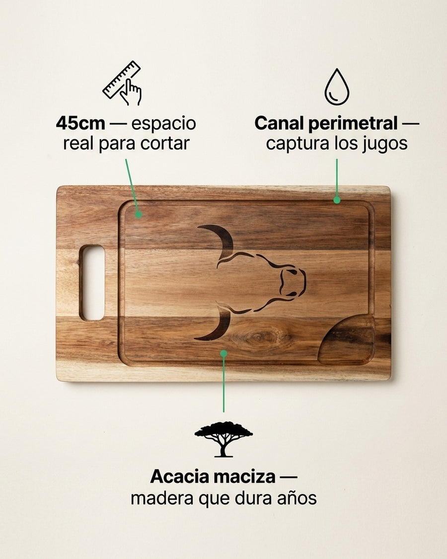 Tabla De Cortar Picar Carne 45cm Wayu + Grabado Personalizado