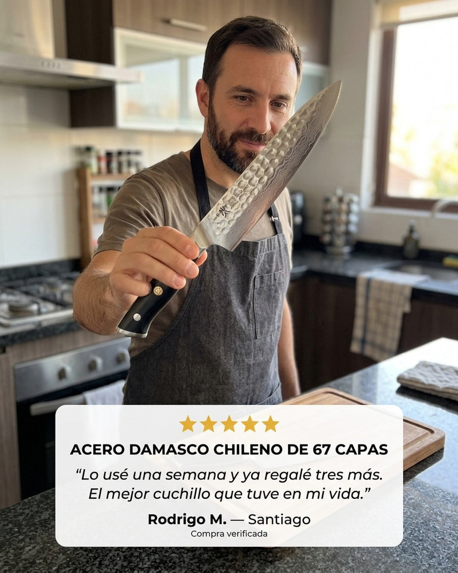 Cuchillo Acero Damasco Multiuso + Grabado Láser