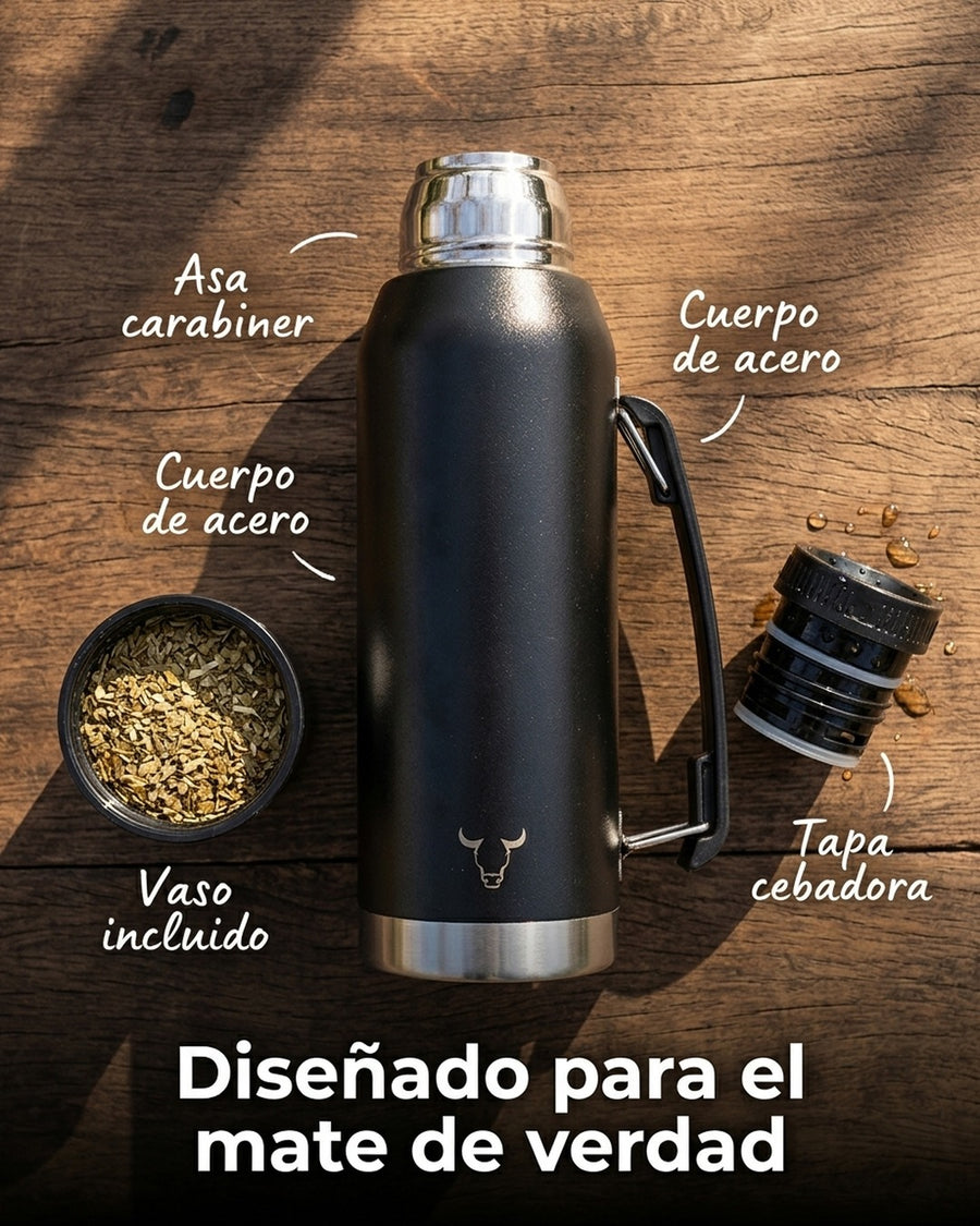 Termo Wayu Premiun De 1 Litro Agua Caliente Libre Bpa Mate + Grabado Personalizado