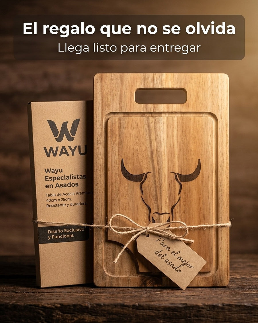 Tabla Wayu Madera Acacia 40cm + Grabado Personalizado