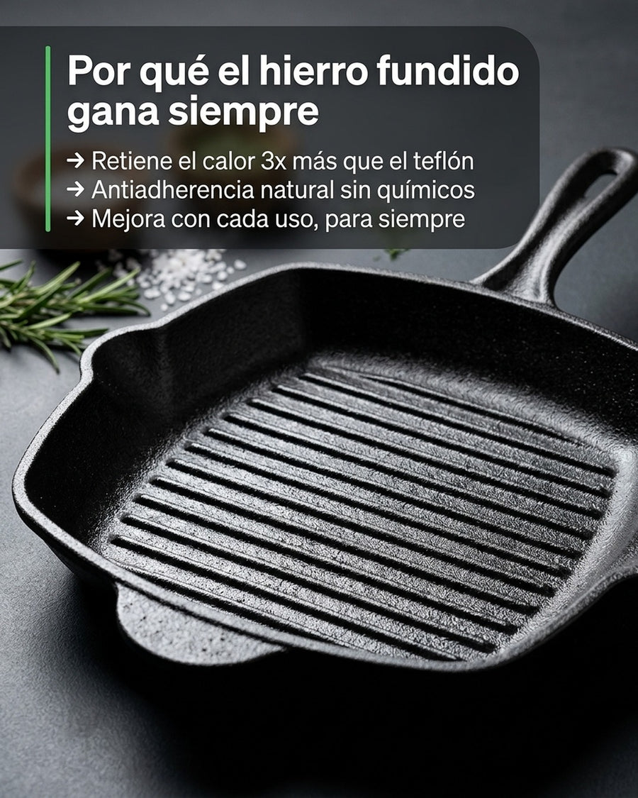 Sarten Cuadrado Asado Parrilla Cocina 26x26cm