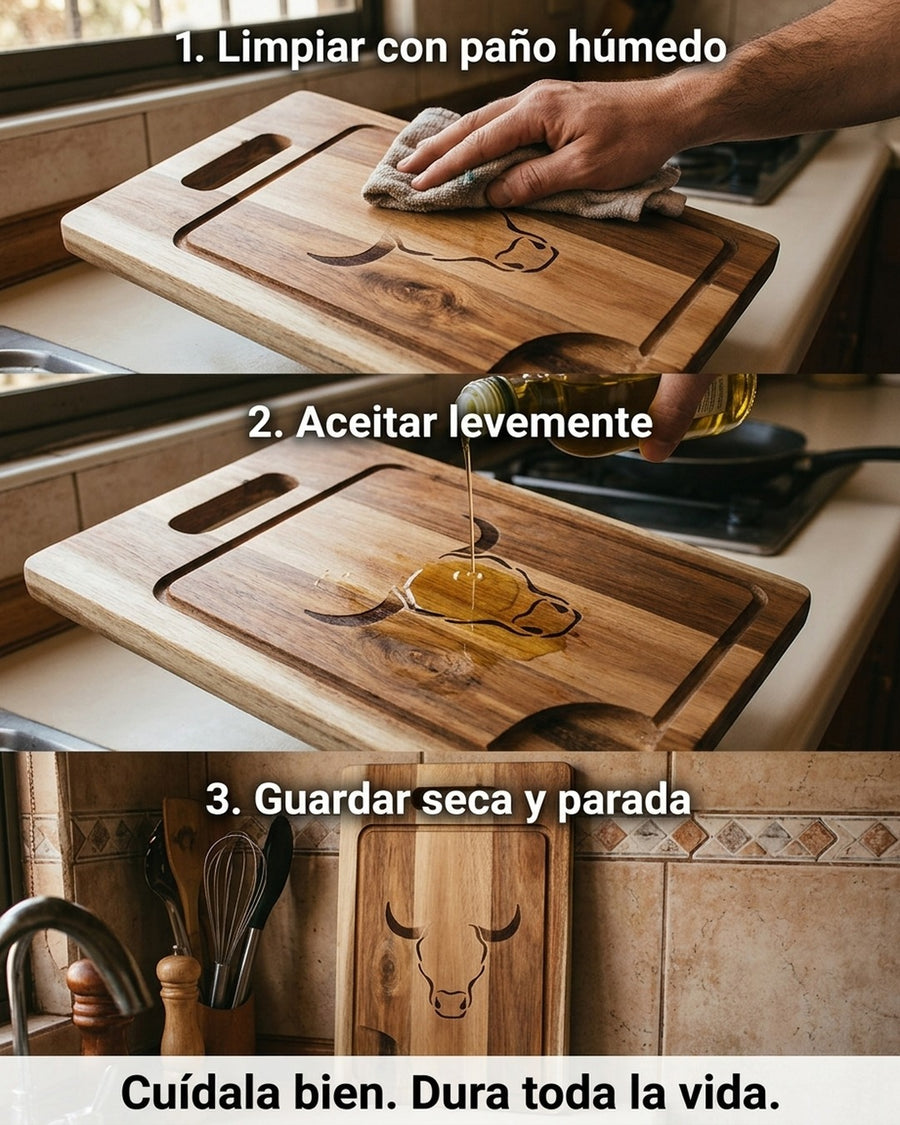 Tabla De Cortar Picar Carne 50cm Wayu + Grabado Personalizado