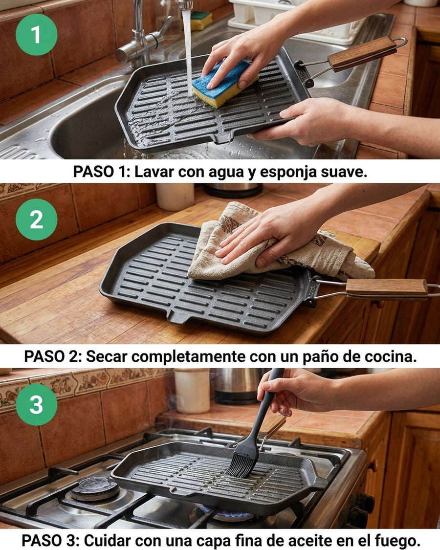Sarten Fierro Fundido 21x35cm Wayu Abatible Hierro Fundido