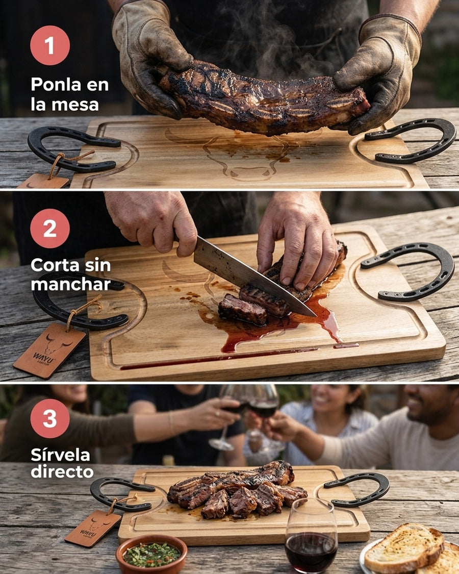 Tabla Para Picar Carne Picadillos Madera Premium Wayu Large + Grabado Personalizado