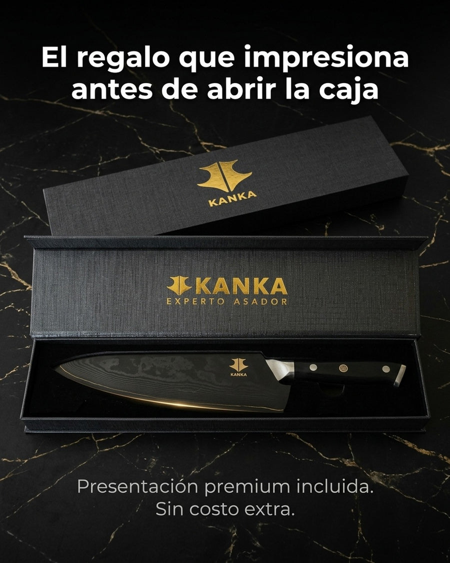 Cuchillo Acero Damasco Martillado XL 10 Pulgadas + Grabado Láser