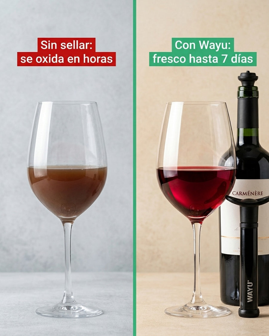 Set Sellador Bomba Vacio Vino Extractor Aire Wayu Premium