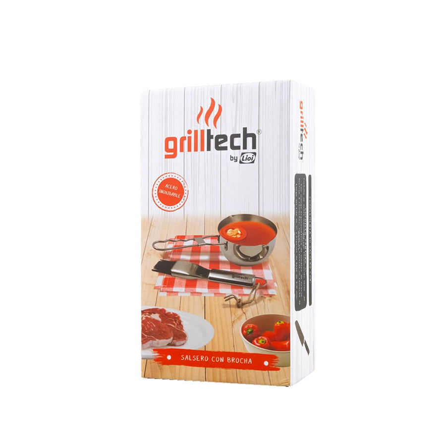 Salsero Acero Inoxidable Grilltech con Brocha de Silicona