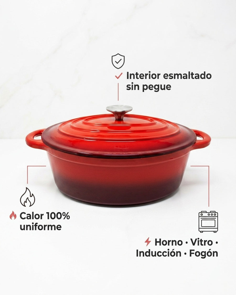 Olla Fierro Fundido Esmaltado 26cm Roja
