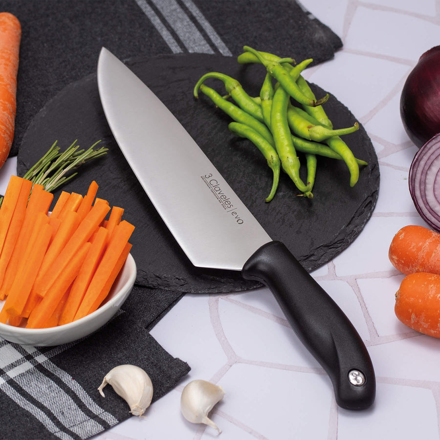 Cuchillo Tres Claveles Cocinero Evo 20 Cms 1357 Color Negro + Grabado Personalizado