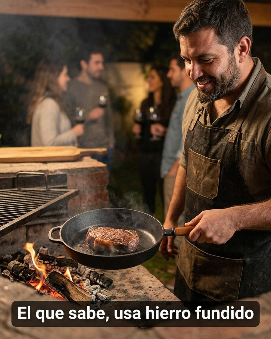 Sartén Hierro Fundido 28cm Wayu Parrilla Asado Bbq Cocina