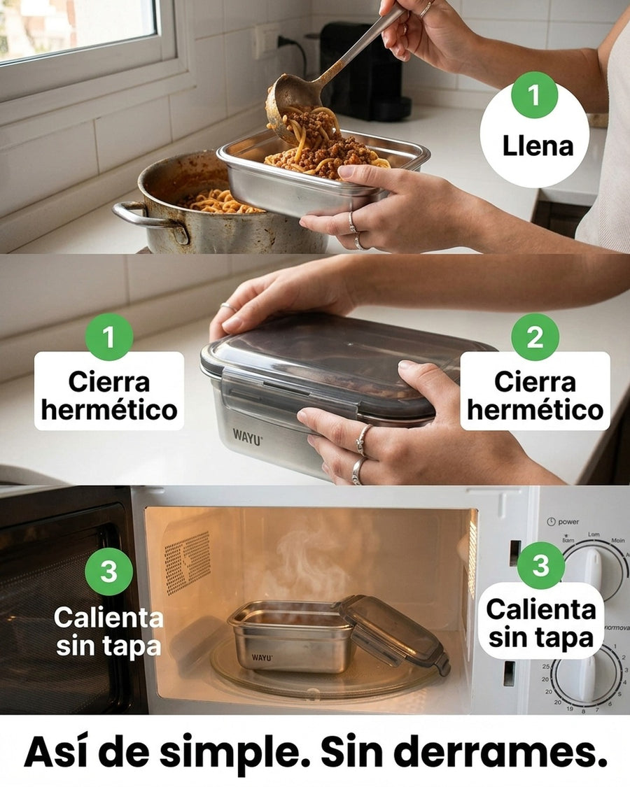 Contenedor Hermético Wayu Acero Microsafe 1.3 Lt Premium