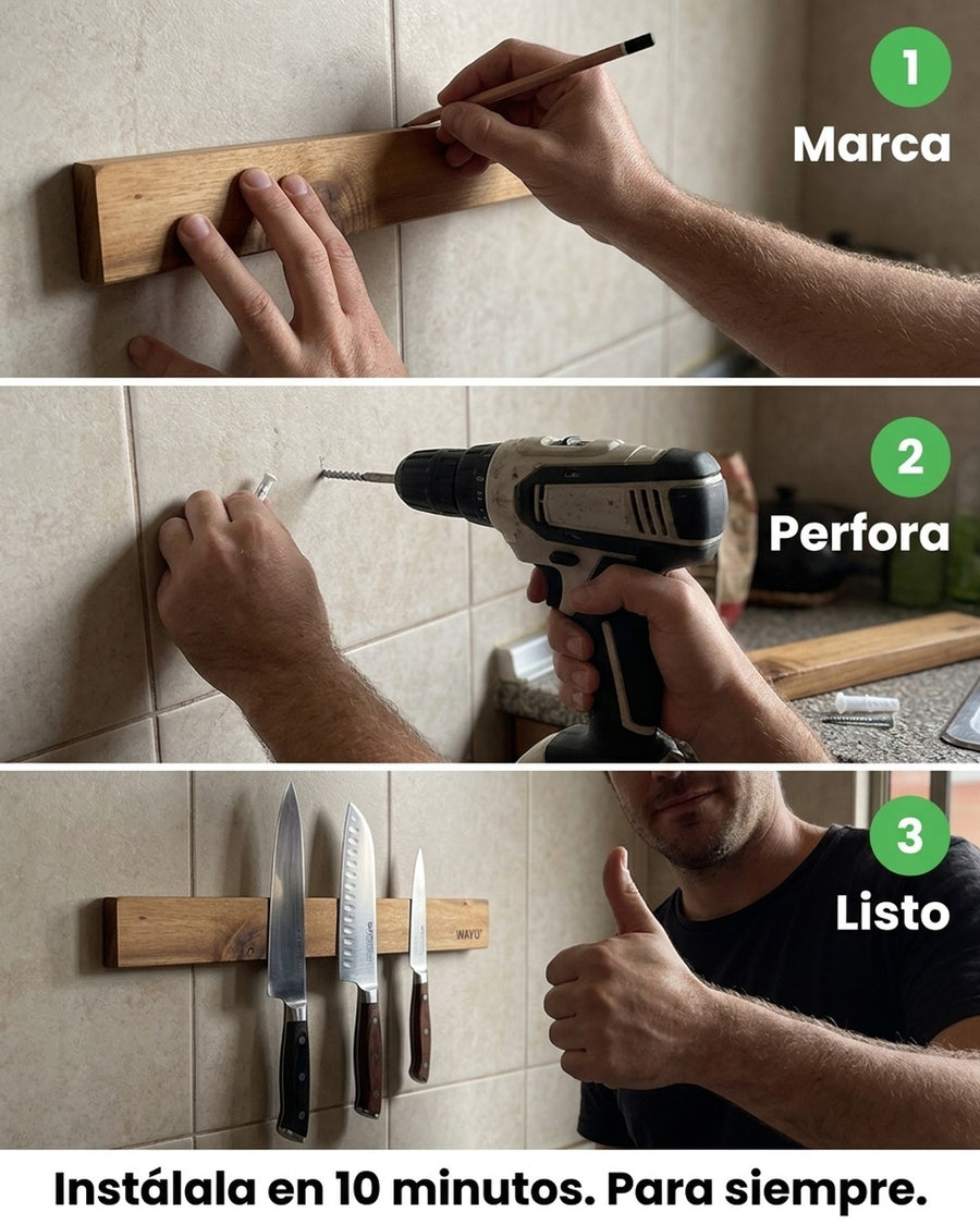 Barra Magnética Wayu Cuchillos Cocina Asado Bbq