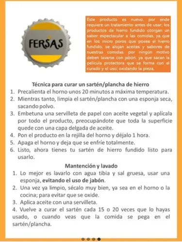 Sarten Fierro Fundido 21x35cm Wayu Abatible Hierro Fundido