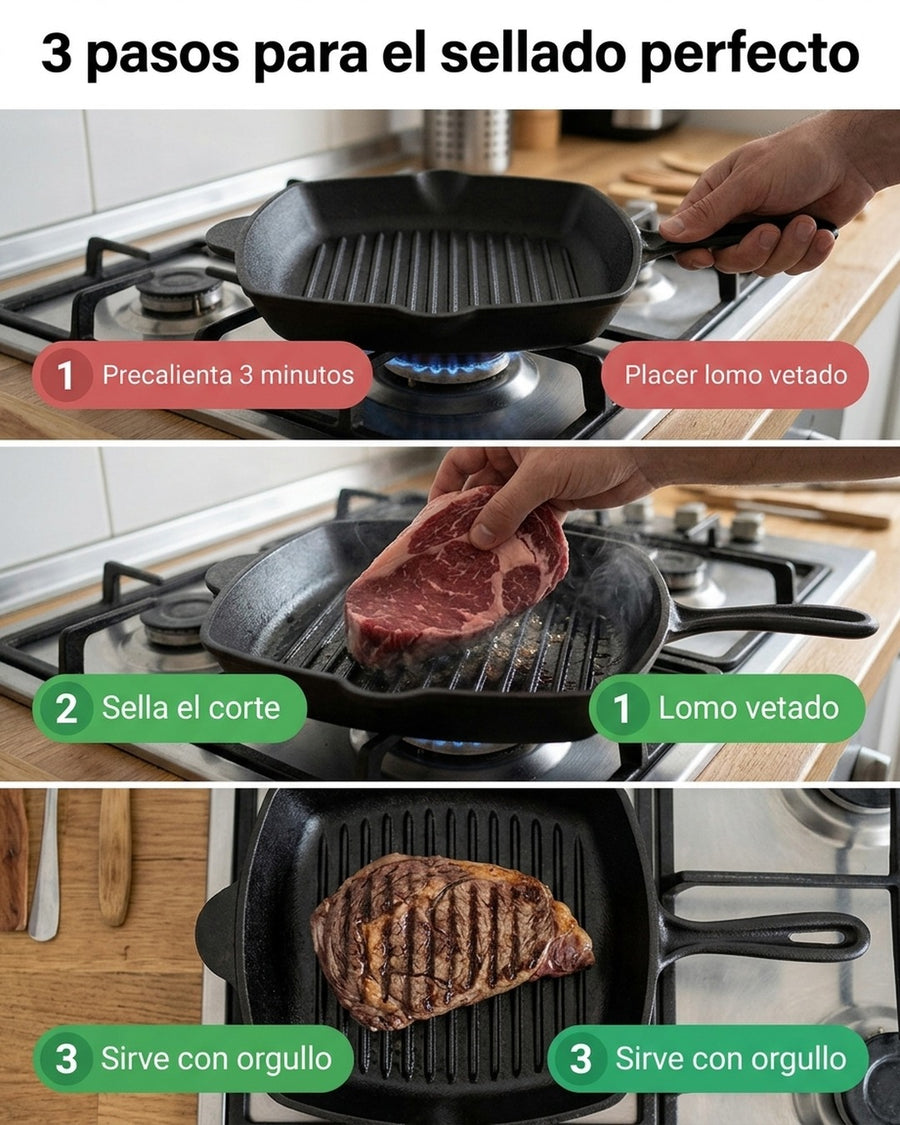 Sarten Cuadrado Asado Parrilla Cocina 26x26cm