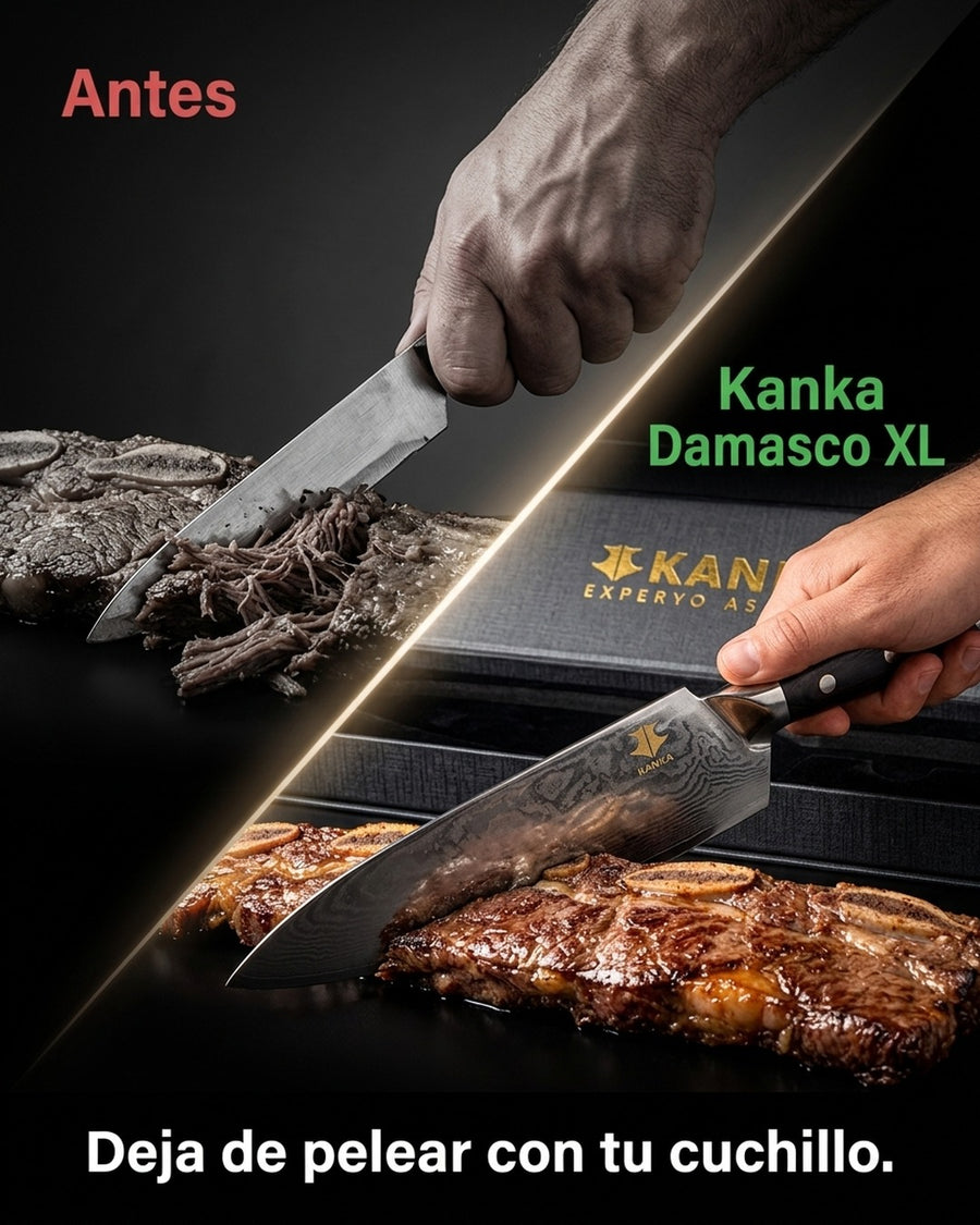 Cuchillo Acero Damasco Martillado XL 10 Pulgadas + Grabado Láser