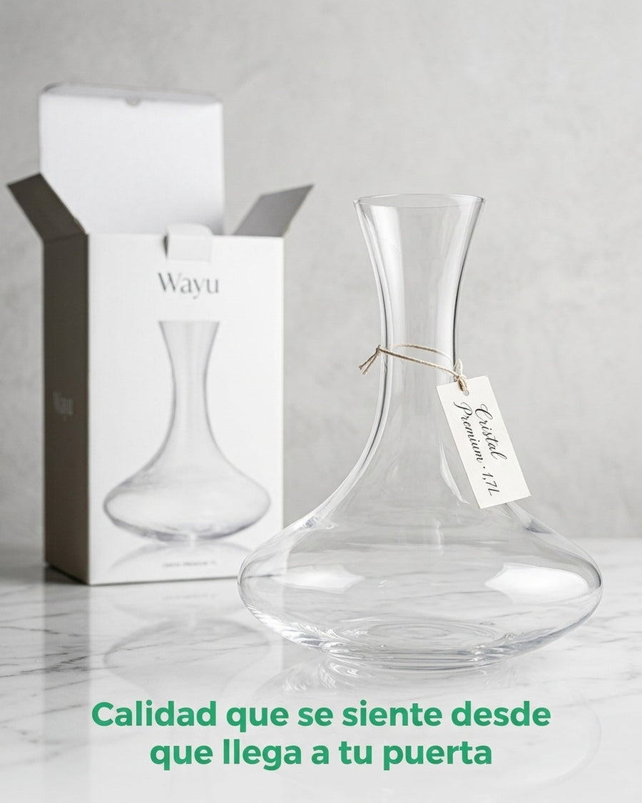 Decantador Aireador Vino 1,7 Litros Wayu Cristal Premium