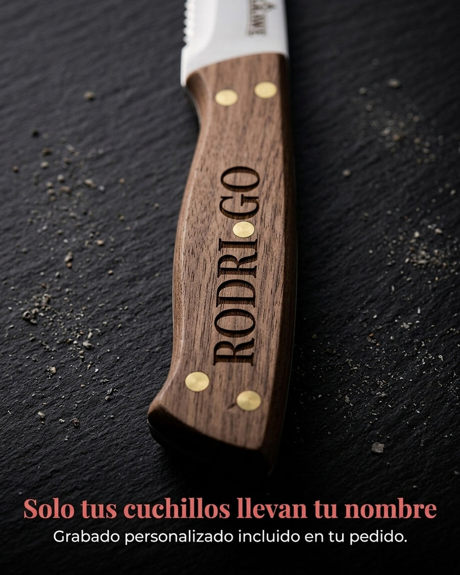 Set 4 Cuchillos Kangkawe Premium Parrilla Cocina Asado Bbq + Grabado Personalizado