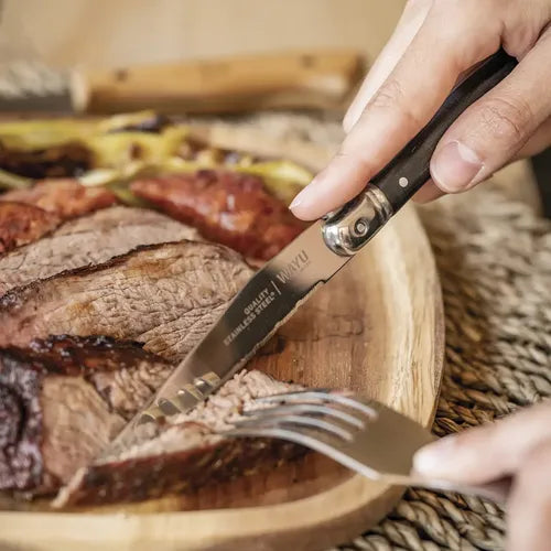 Set 4 Cuchillos Black Mesa Carne Wayu Limited Asado Cocina + Grabado Personalizado
