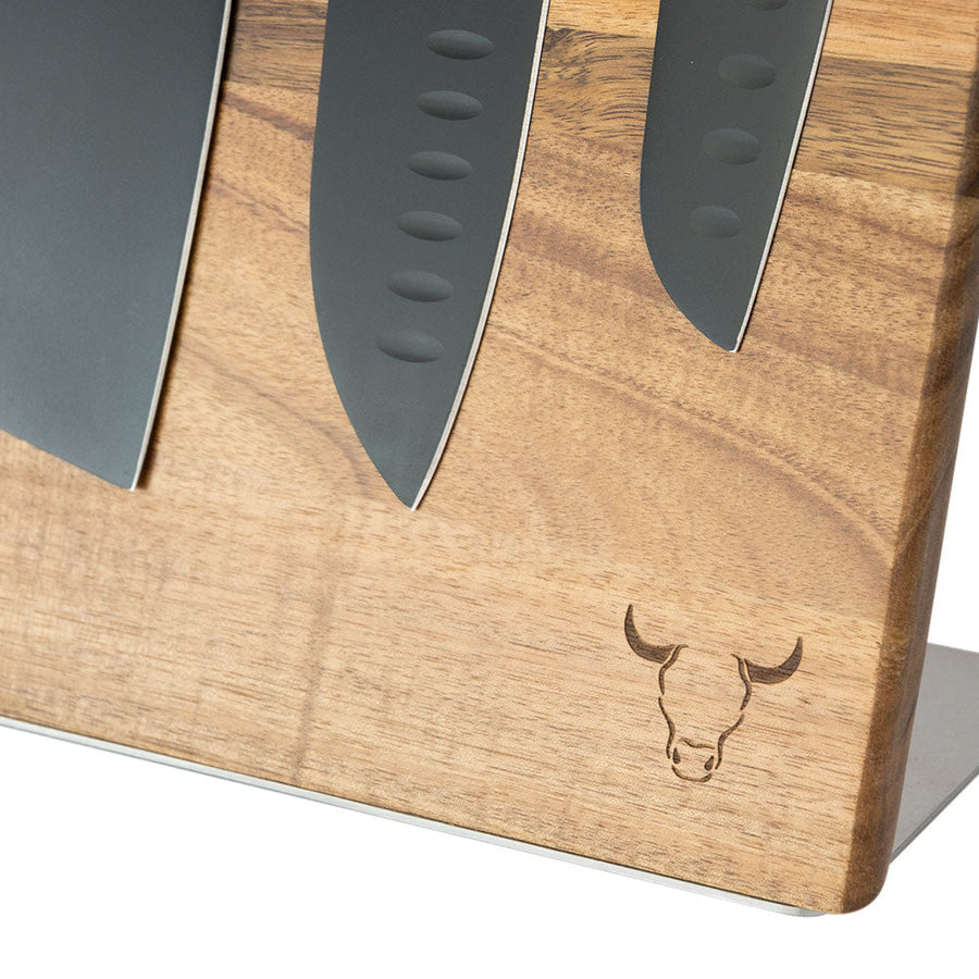 Block Magnético 3 Cuchillos Wayu Premium Limited Cocina Bbq + Grabado Personalizado