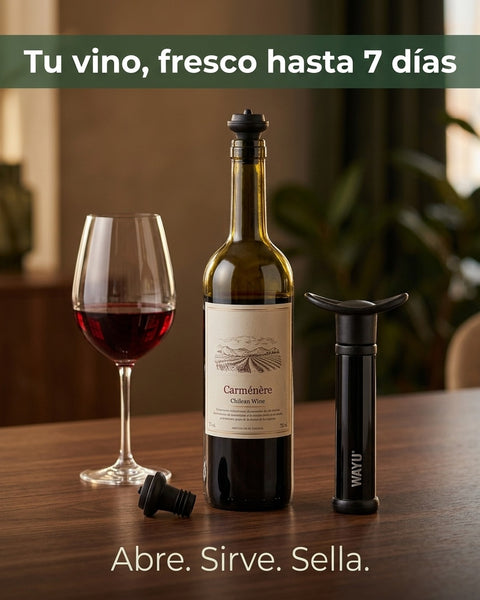 Set Sellador Bomba Vacio Vino Extractor Aire Wayu Premium
