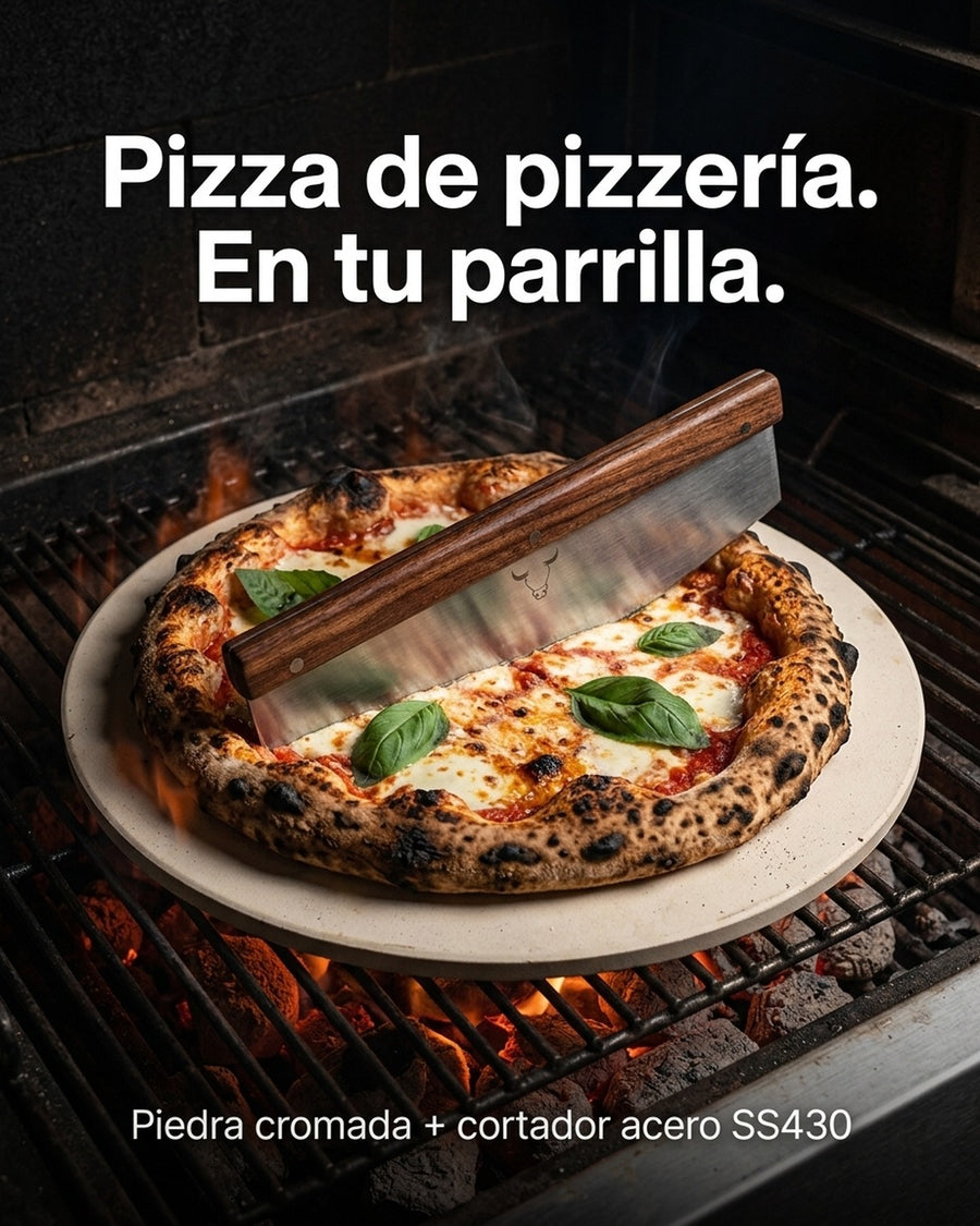 Set Piedra Pizza + Cortador De Pizza Wayu Horno Cocina Bbq