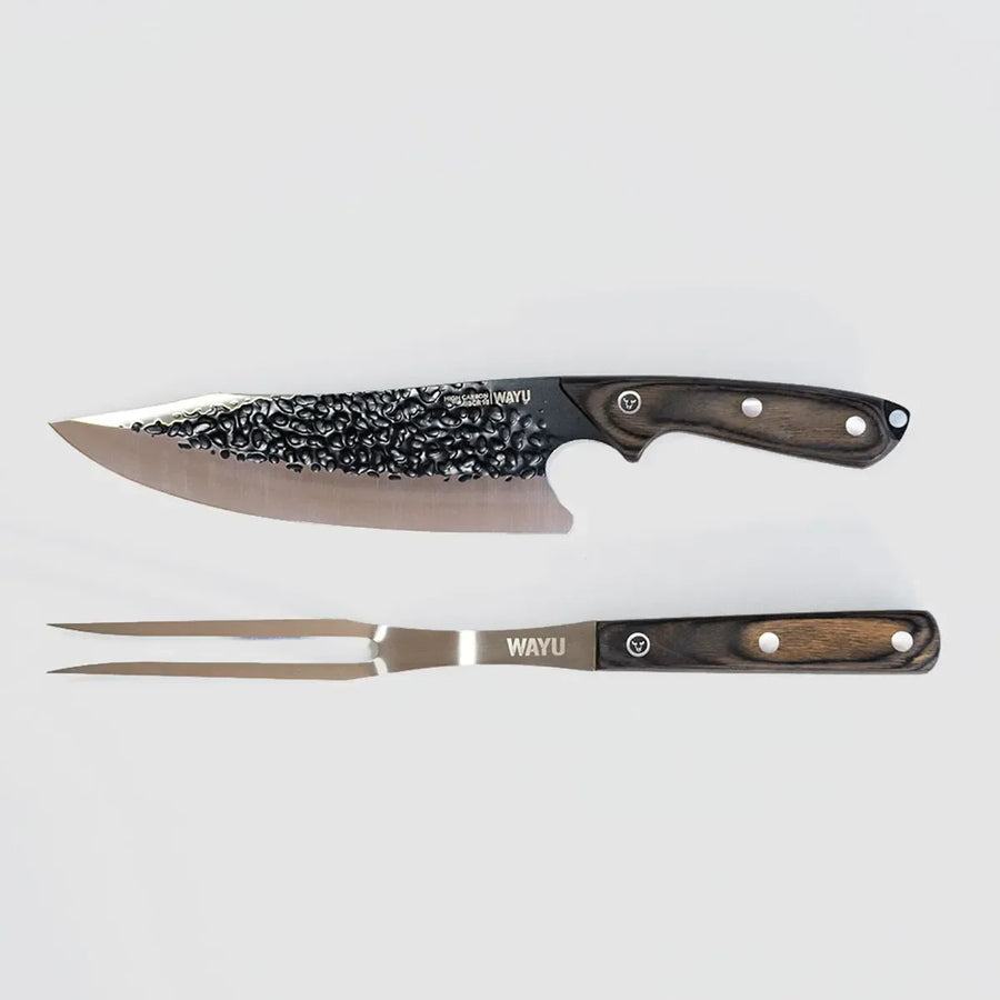 Set Parrillero Wayu Hammer: cuchillo martillado y tenedor trinchador