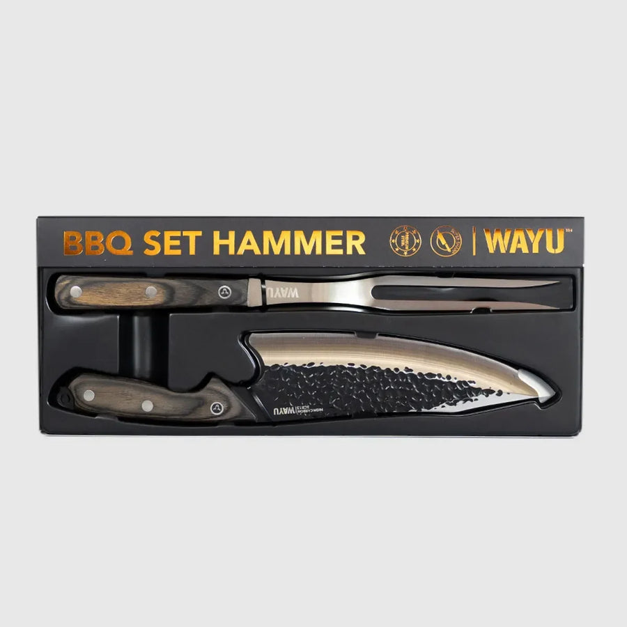 Set Parrillero Wayu Hammer: cuchillo martillado y tenedor trinchador