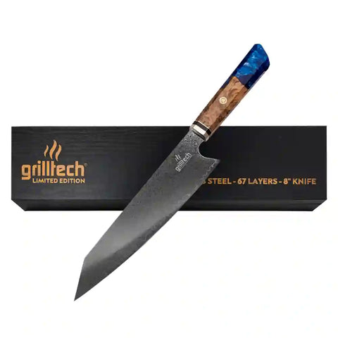 Cuchillo Acero Damasco Grilltech + Grabado Laser Gratis Chile