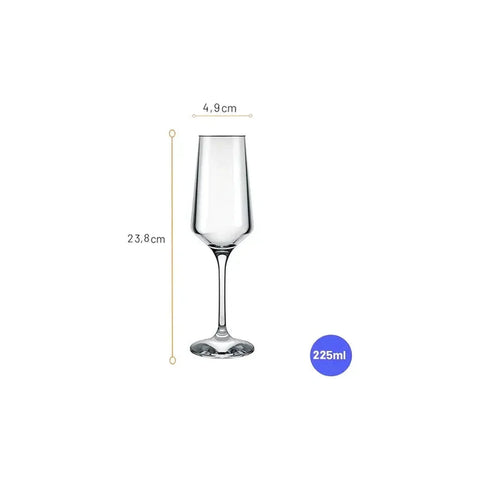 6 Copas Champagne Flauta Espumante 225cc Premium Nadir Transparente