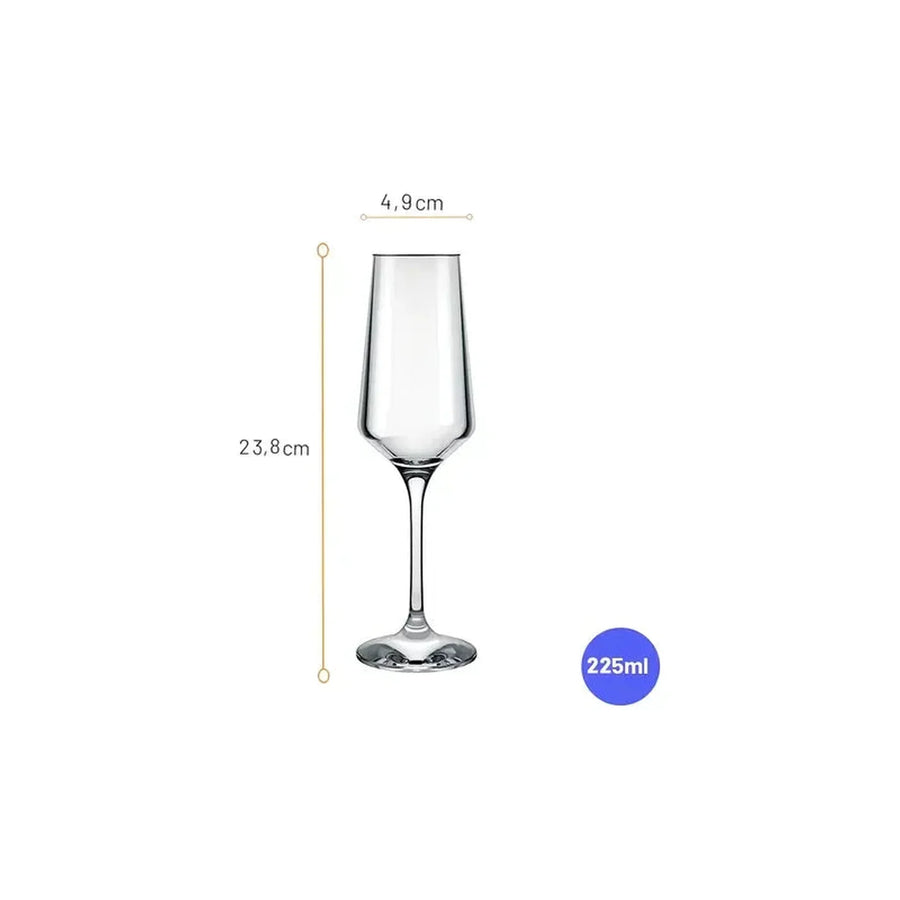6 Copas Champagne Flauta Espumante 225cc Premium Nadir Transparente