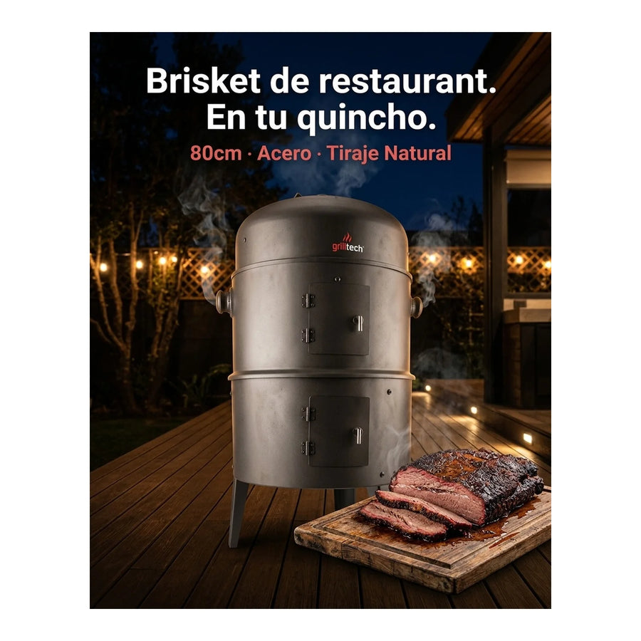 Ahumador Vertical Acero Inox 80cm — Brisket, Costillar y Pollo