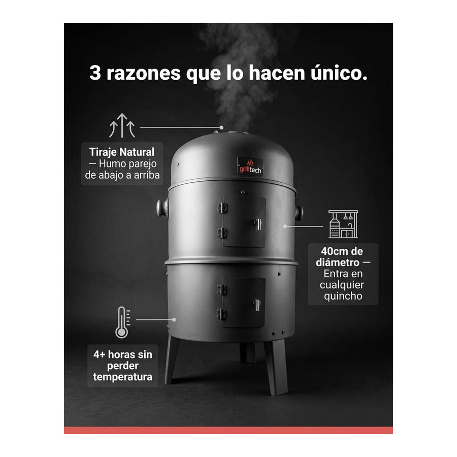 Ahumador Vertical Acero Inox 80cm — Brisket, Costillar y Pollo