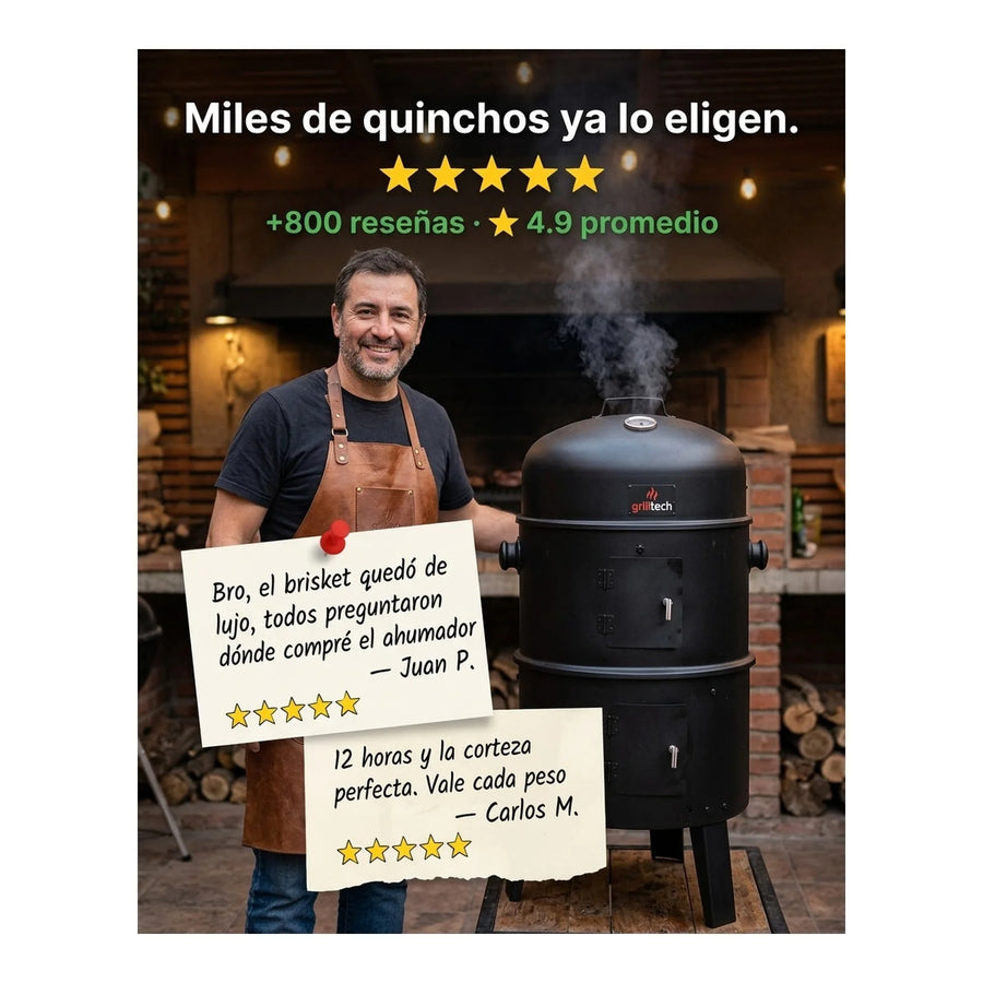 Ahumador Vertical Acero Inox 80cm — Brisket, Costillar y Pollo