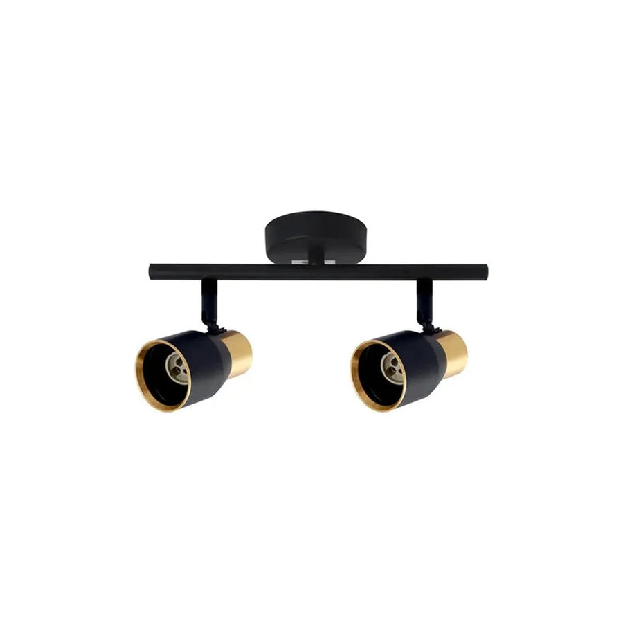 Aplique 2 portas GU10 negro y dorado