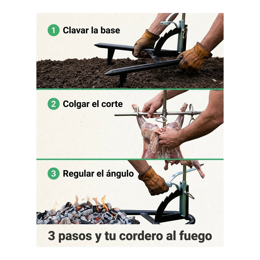 Asador Vertical a la Estaca XL — Cordero y Cortes Grandes | Parrilla